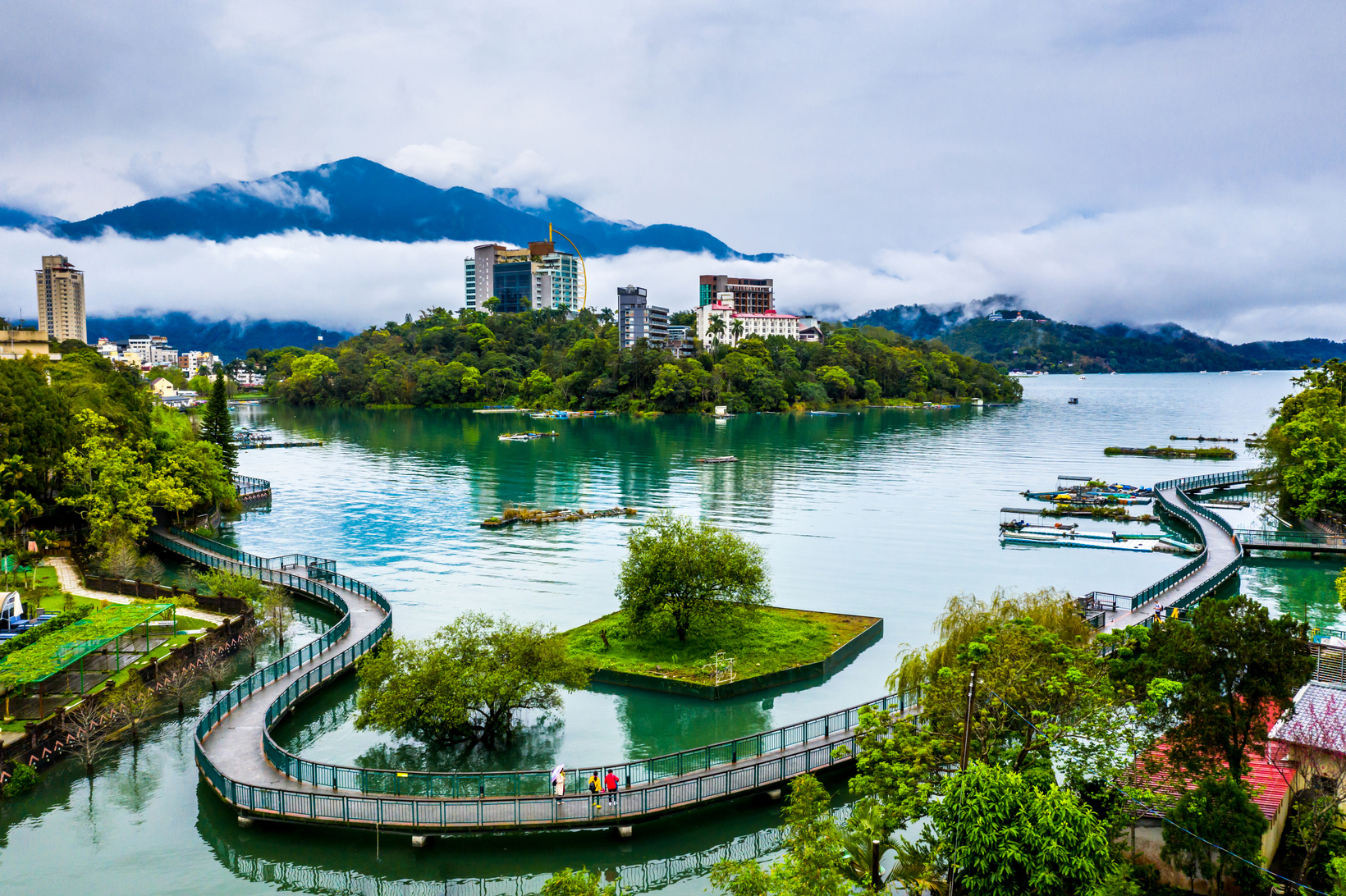 Sun Moon Lake in Nantou, Taiwan, Aerial view  Sun Moon Lake.